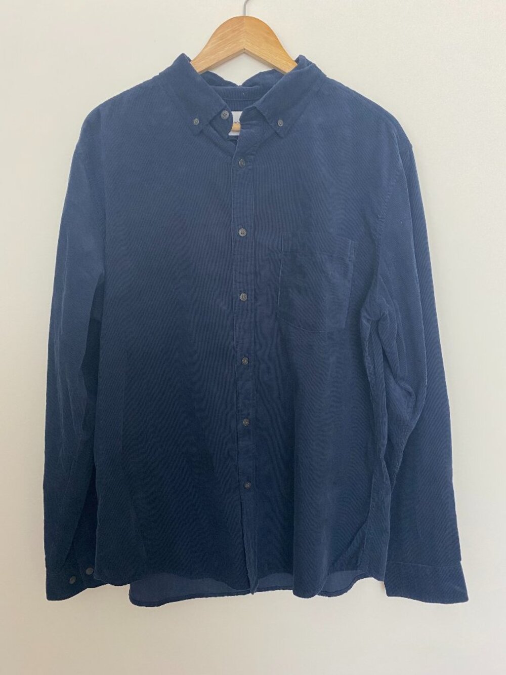 Goodfellow & Co Men’s Large Navy Blue Corduroy Button Down Shirt 100% Cotton